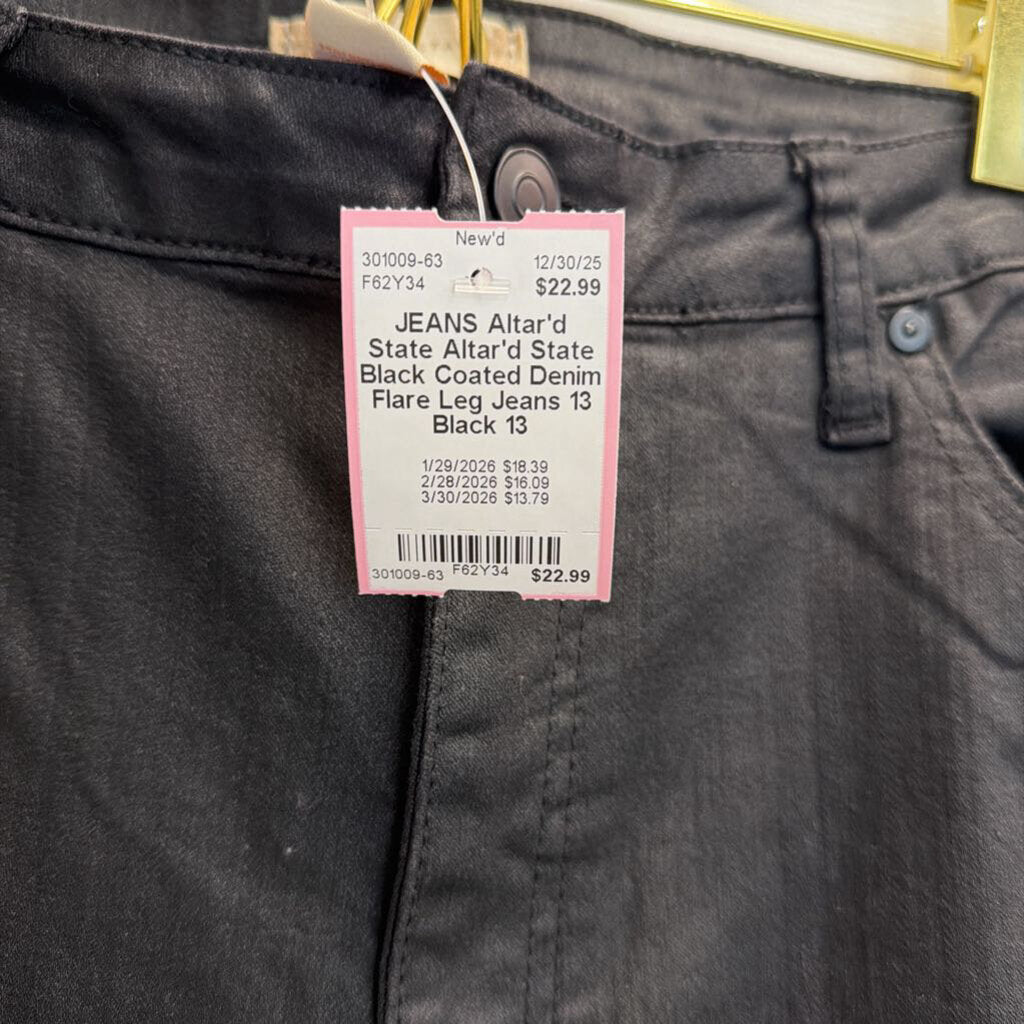 Altar'd State Black Coated Denim Flare Leg Jeans 13