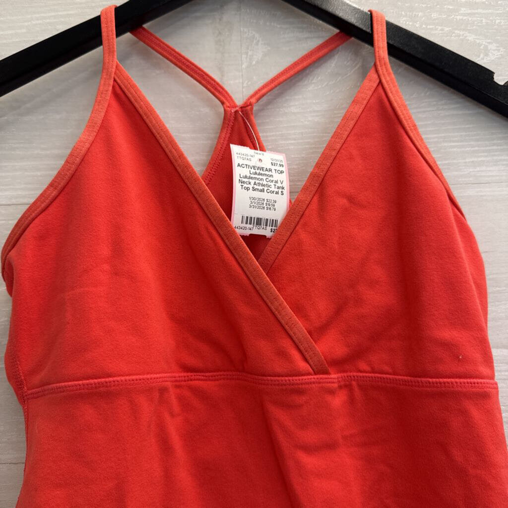 Lululemon Coral V Neck Athletic Tank Top Small