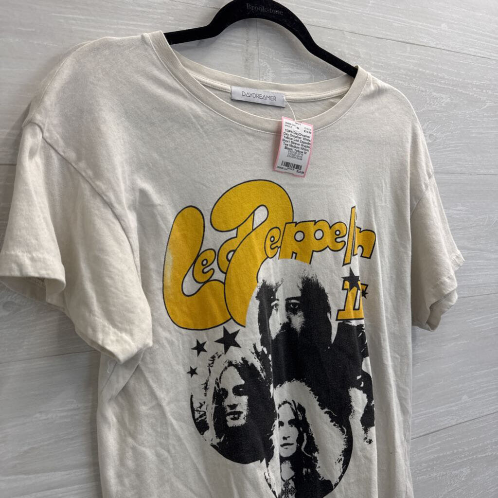 Day Dreamer White/ Yellow Led Zeppelin Short Sleeve Graphic Tee Medium