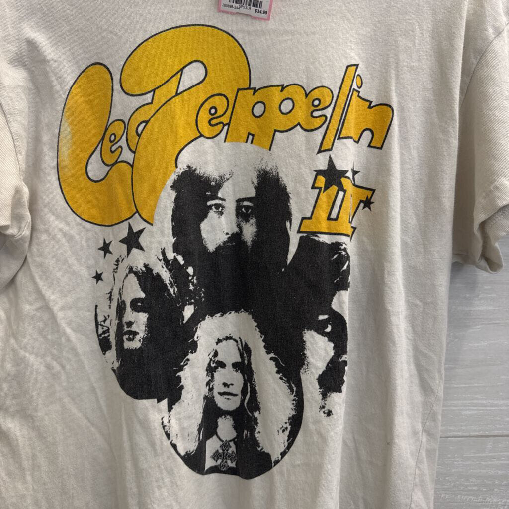 Day Dreamer White/ Yellow Led Zeppelin Short Sleeve Graphic Tee Medium