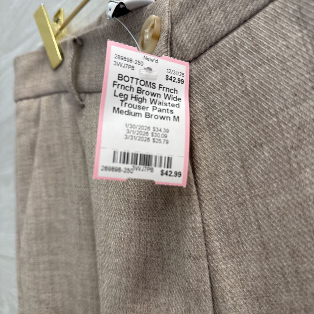 Frnch Brown Wide Leg High Waisted Trouser Pants Medium