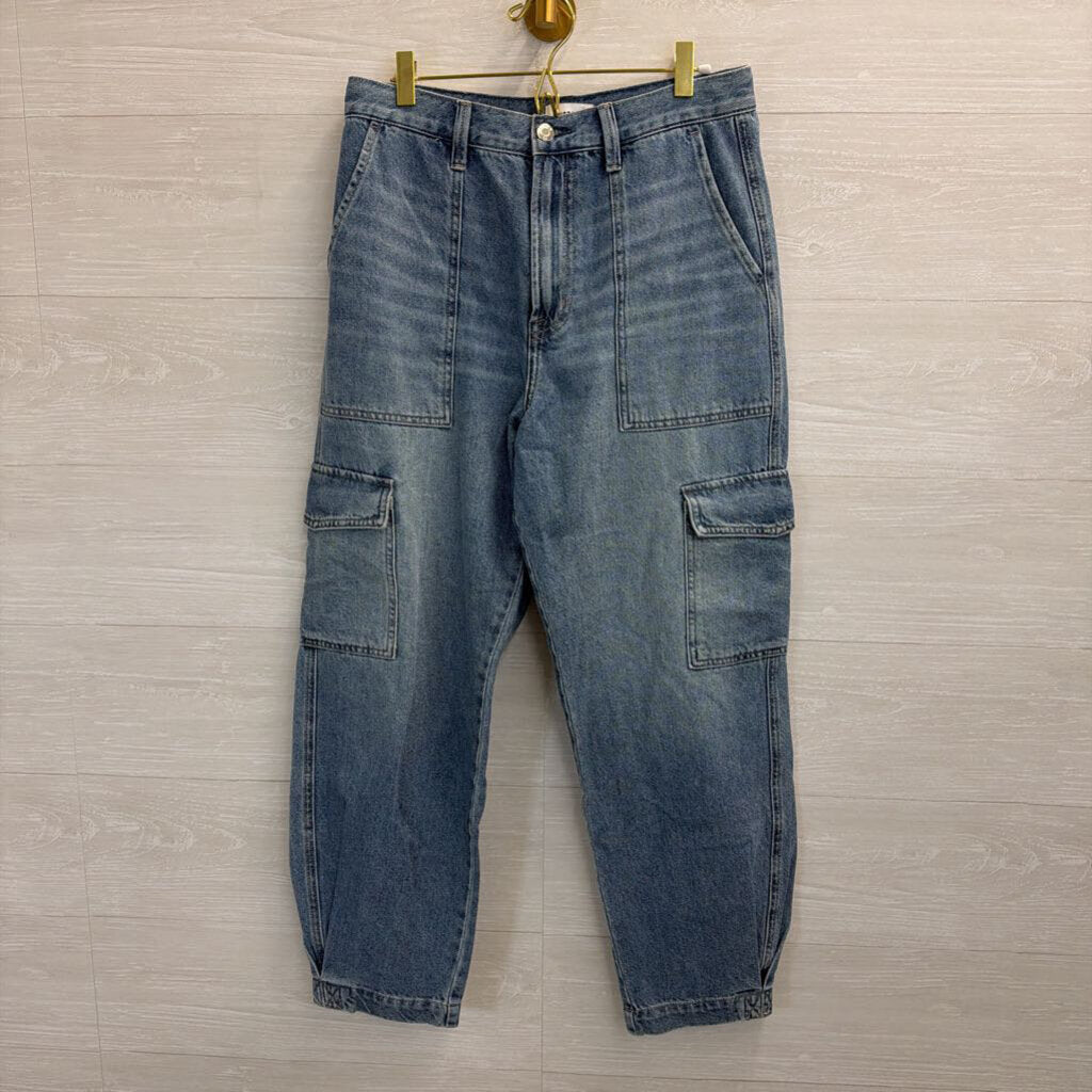 Pistola Medium Wash Wide Leg Cargo Jeans 29