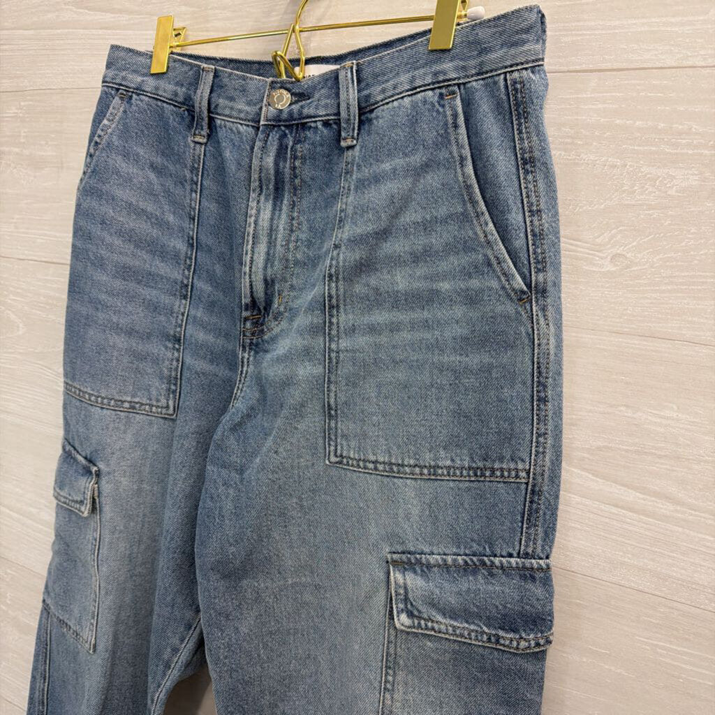 Pistola Medium Wash Wide Leg Cargo Jeans 29