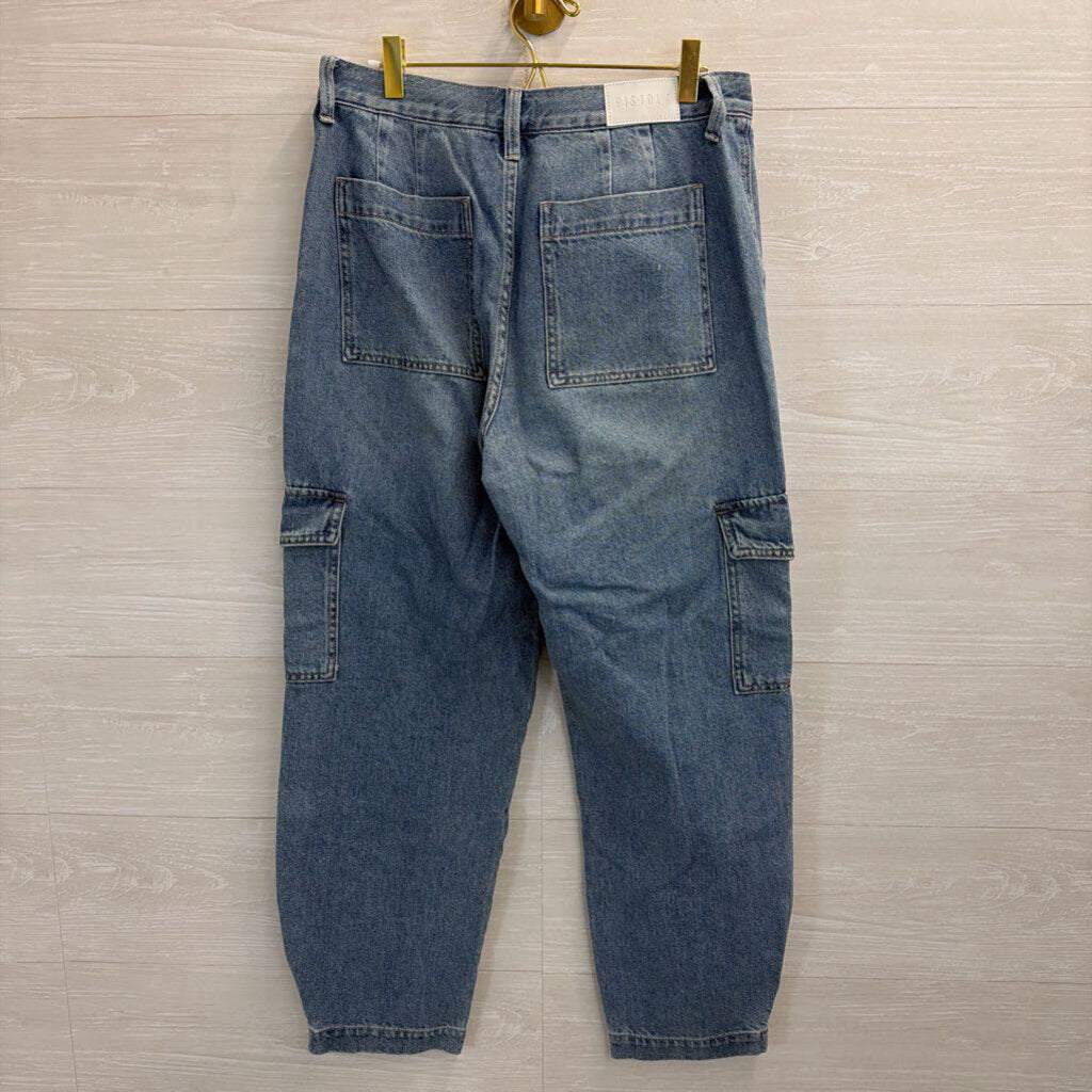 Pistola Medium Wash Wide Leg Cargo Jeans 29