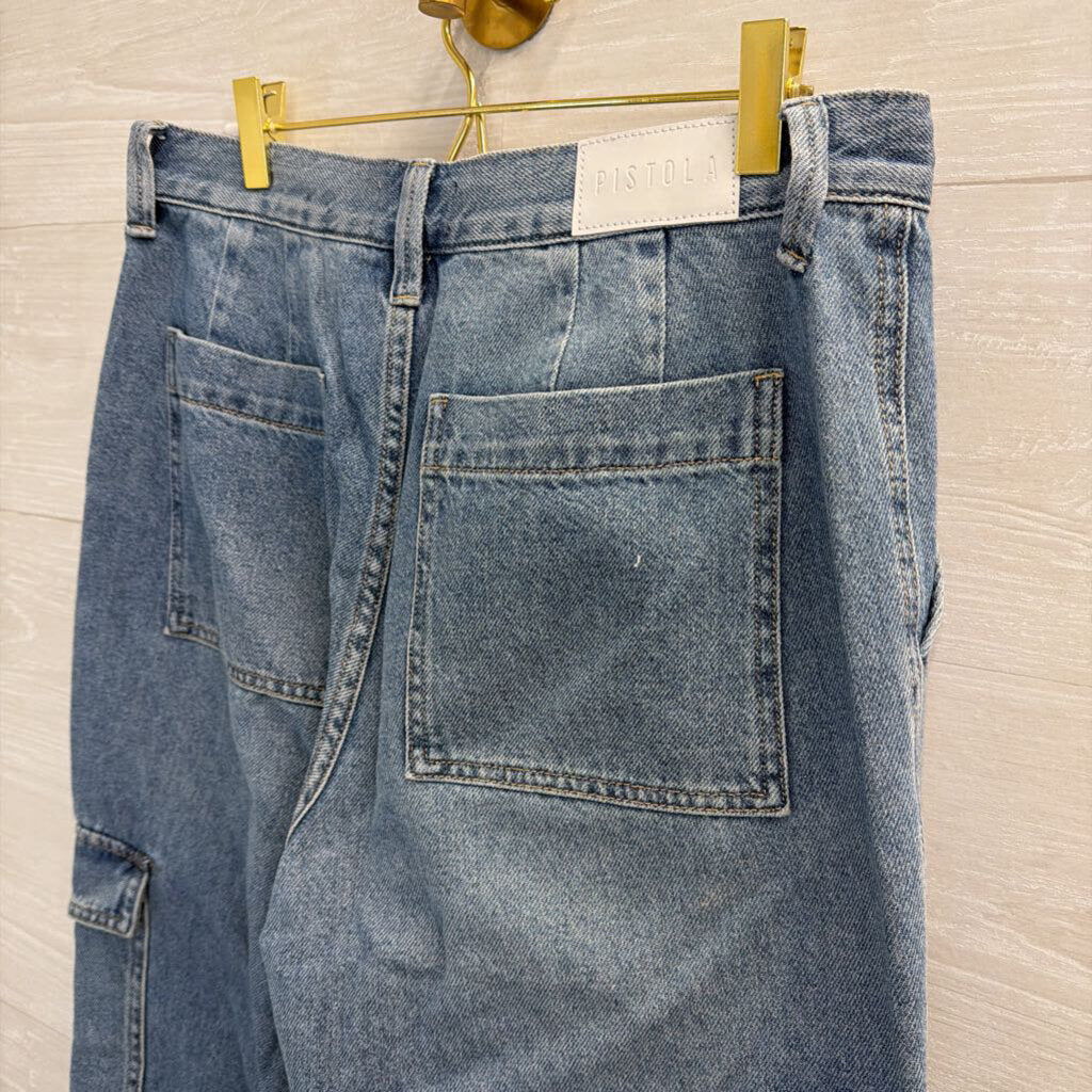 Pistola Medium Wash Wide Leg Cargo Jeans 29