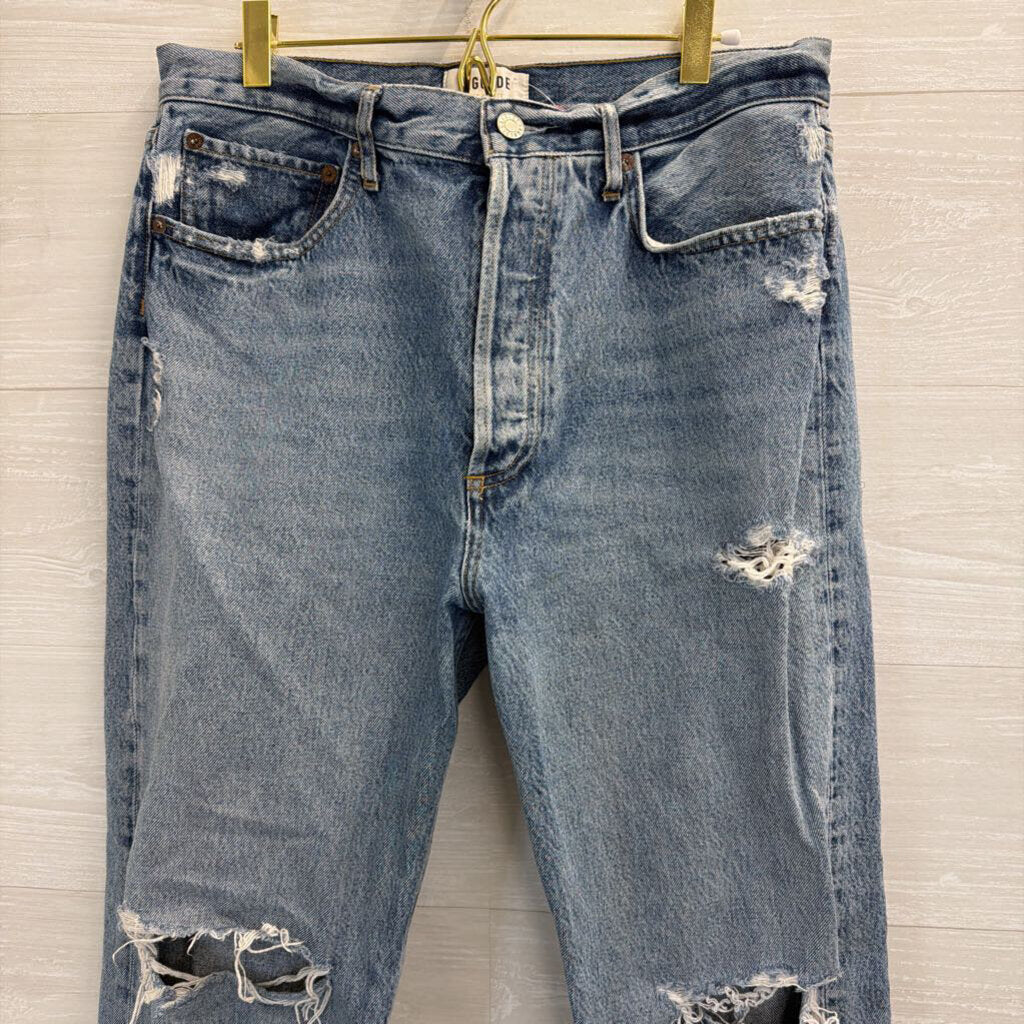Agolde Light Wash Distressed Mom Jeans 29