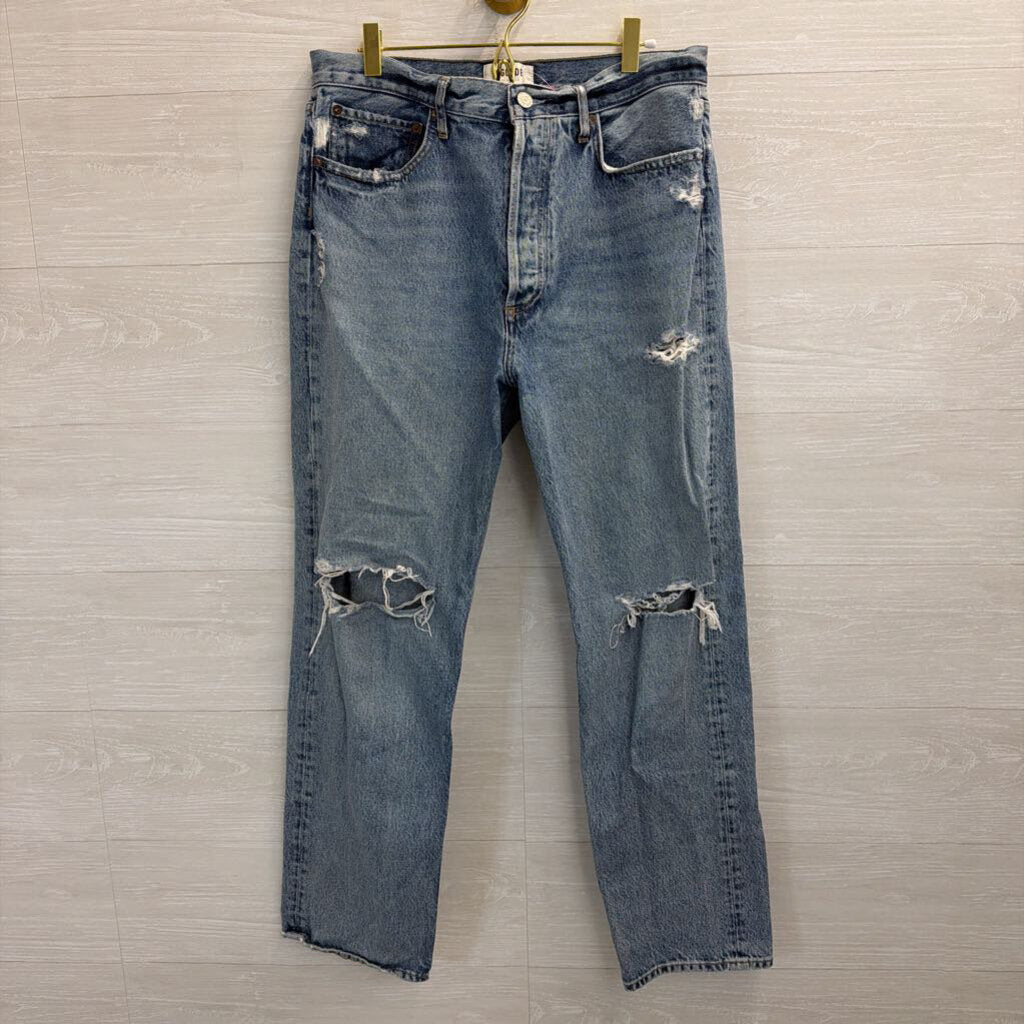Agolde Light Wash Distressed Mom Jeans 29