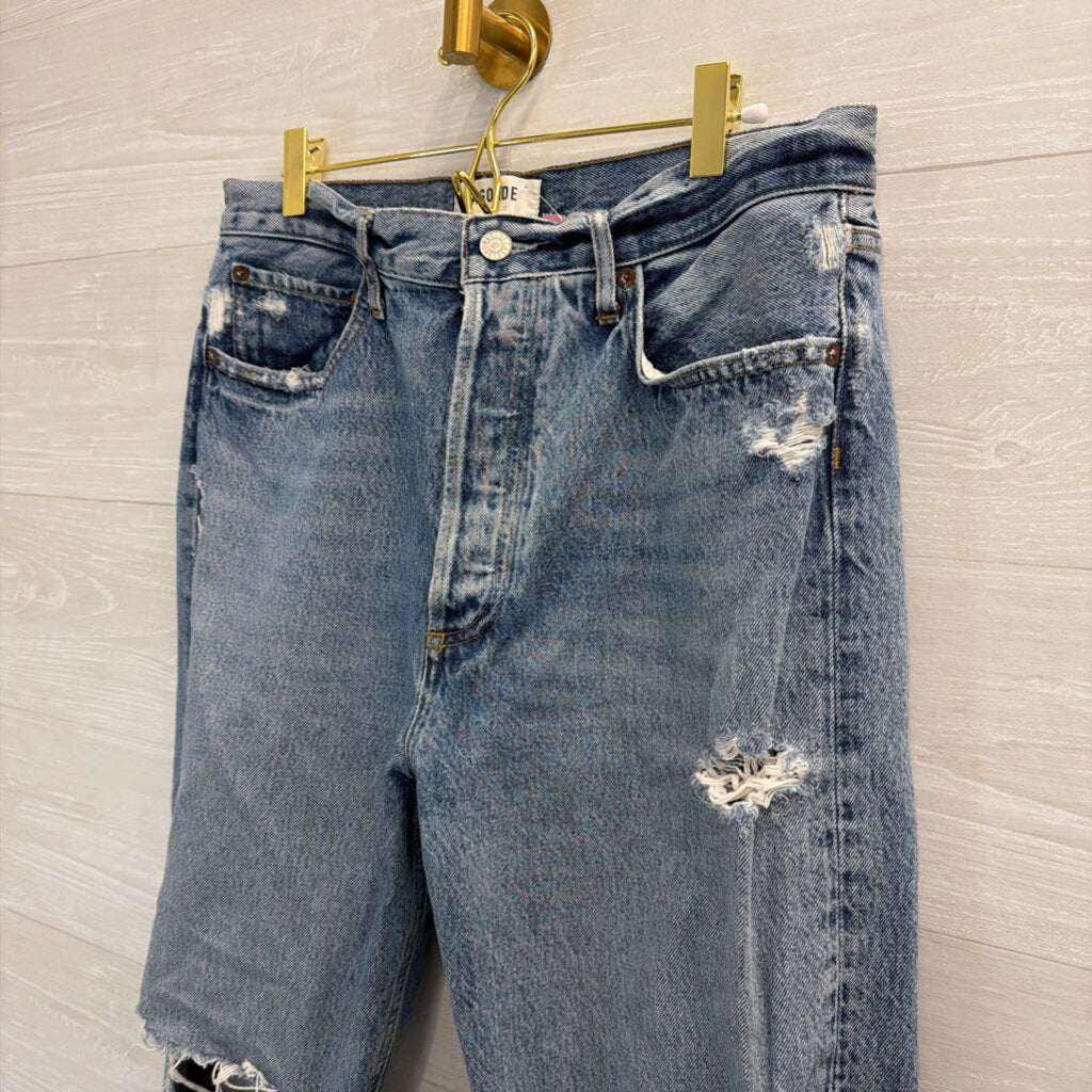 Agolde Light Wash Distressed Mom Jeans 29