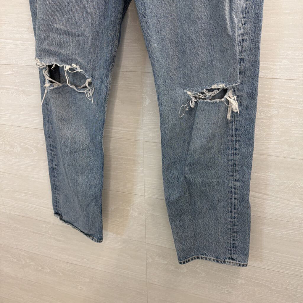 Agolde Light Wash Distressed Mom Jeans 29