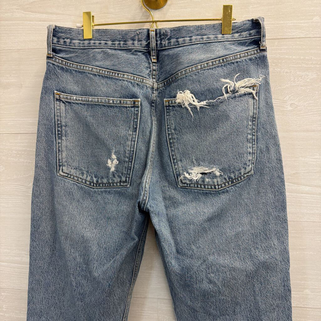 Agolde Light Wash Distressed Mom Jeans 29