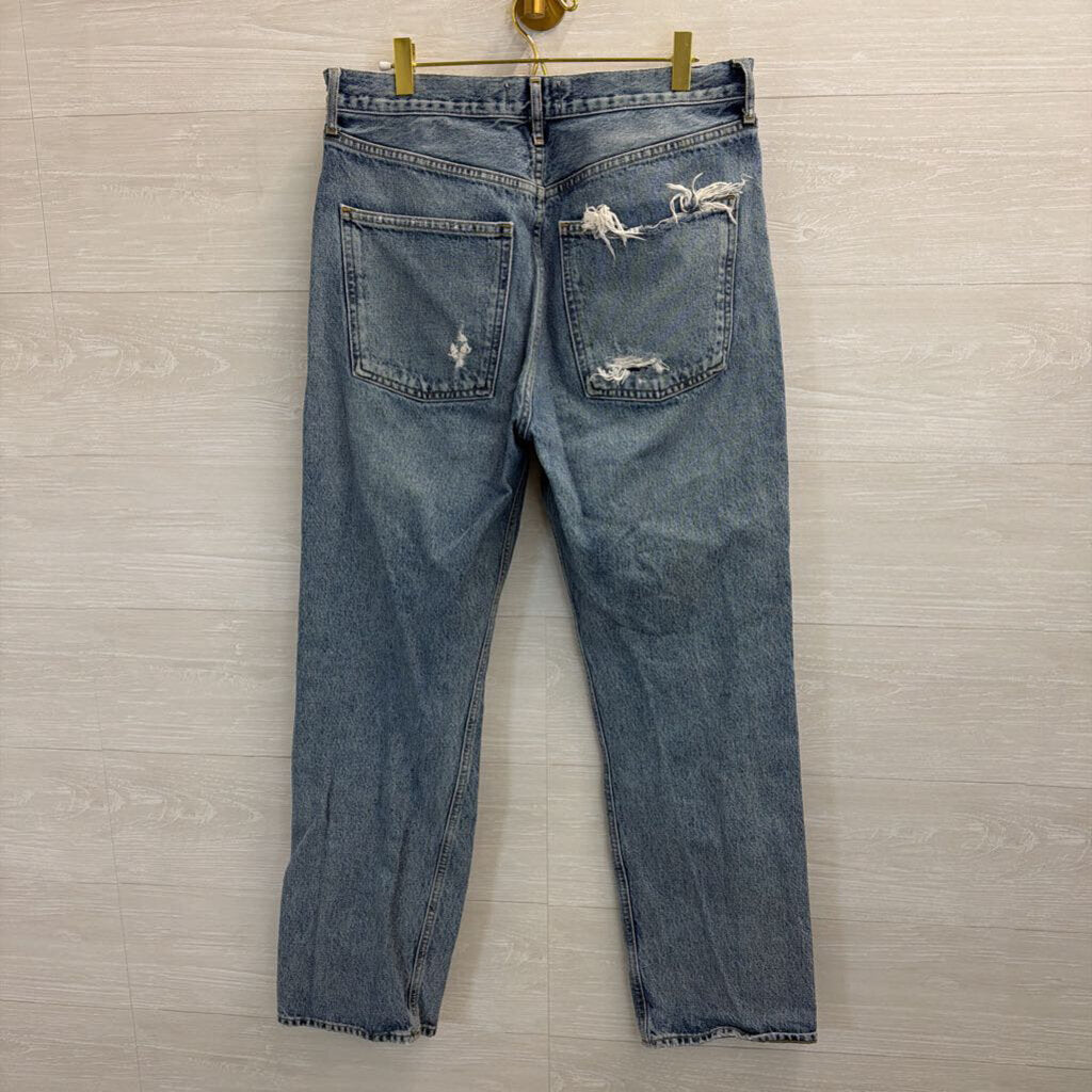 Agolde Light Wash Distressed Mom Jeans 29