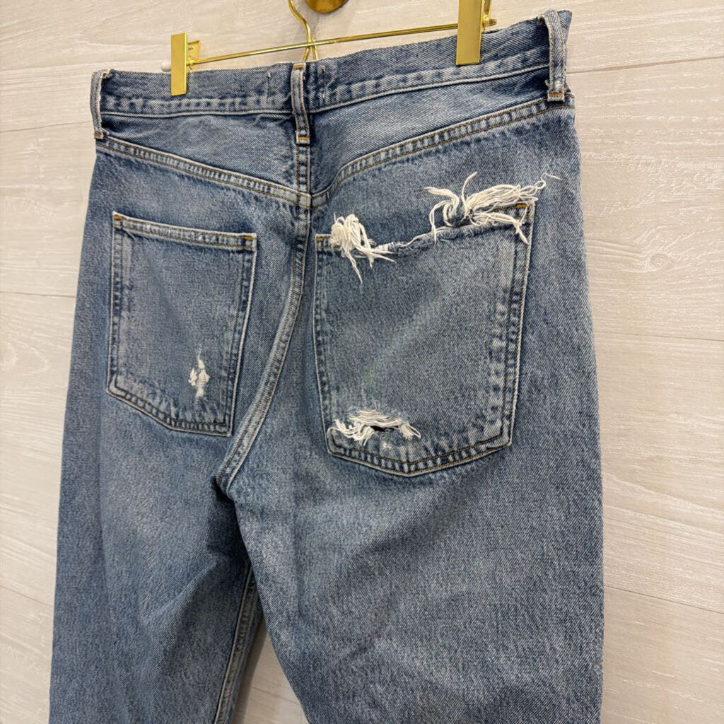 Agolde Light Wash Distressed Mom Jeans 29