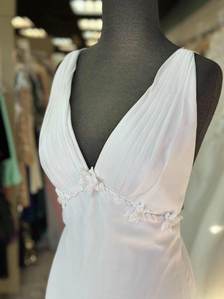 Forever Yours White Chiffon V Neck Bridal Gown 4