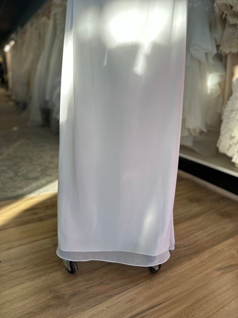 Forever Yours White Chiffon V Neck Bridal Gown 4