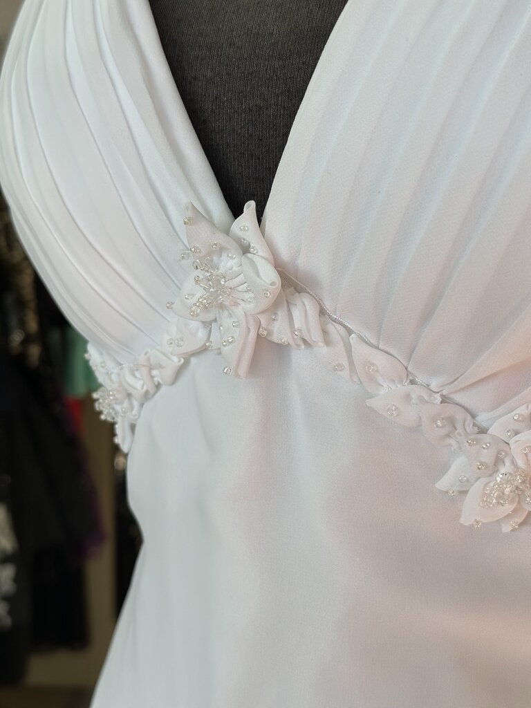 Forever Yours White Chiffon V Neck Bridal Gown 4