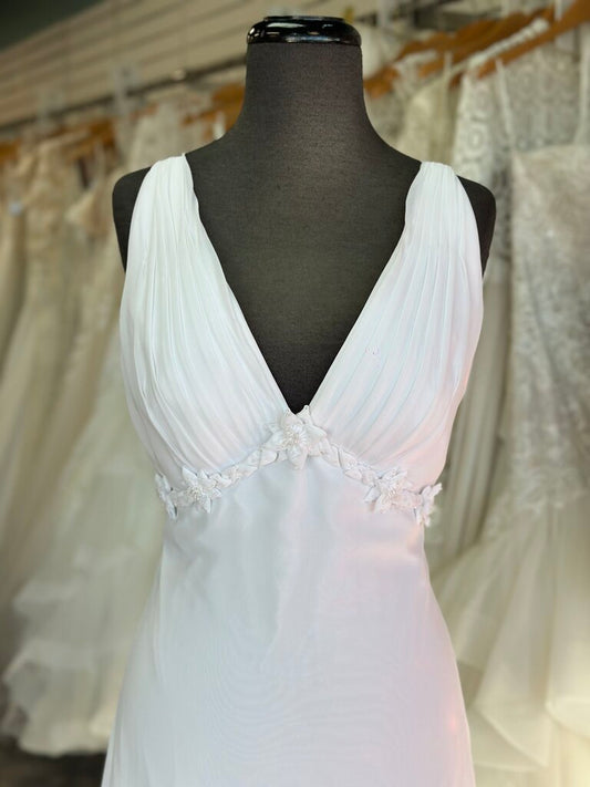 Forever Yours White Chiffon V Neck Bridal Gown 4