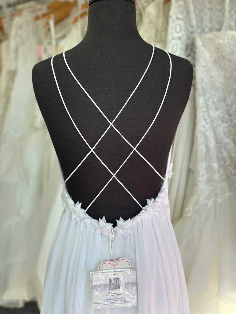 Forever Yours White Chiffon V Neck Bridal Gown 4