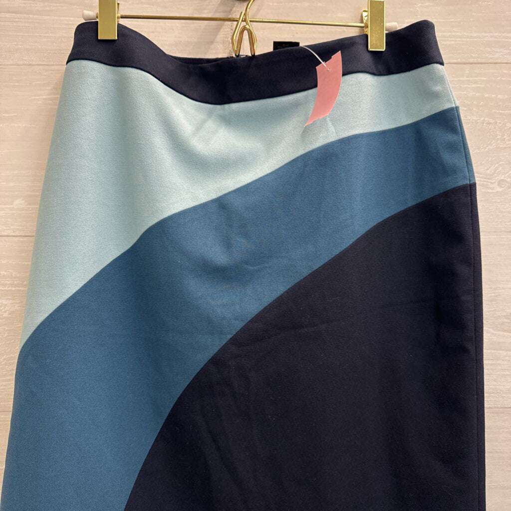 Ann Taylor Blue Color Block Skirt 12 Petite
