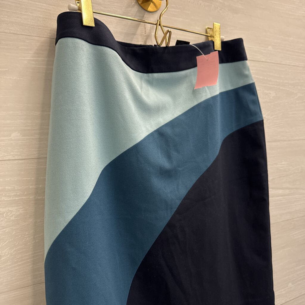 Ann Taylor Blue Color Block Skirt 12 Petite