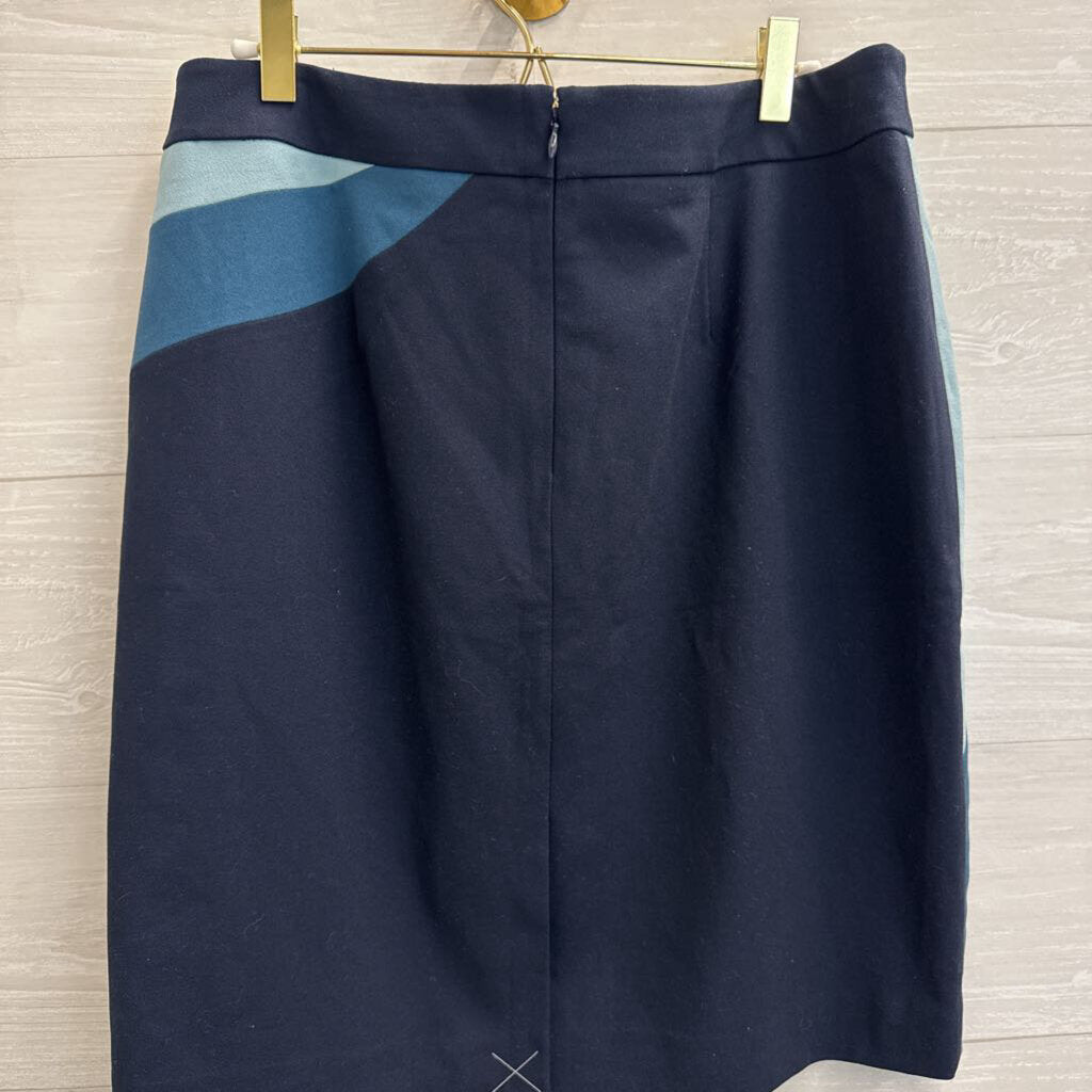 Ann Taylor Blue Color Block Skirt 12 Petite