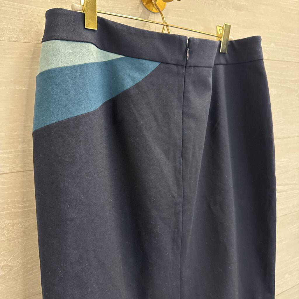 Ann Taylor Blue Color Block Skirt 12 Petite