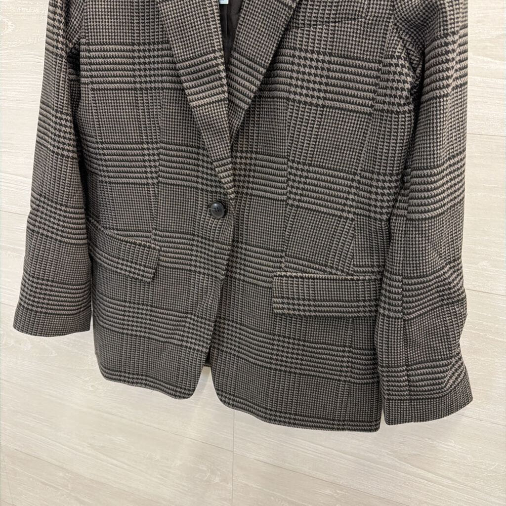 Loft Grey/ Black Houndstooth Blazer Jacket 2 Petite