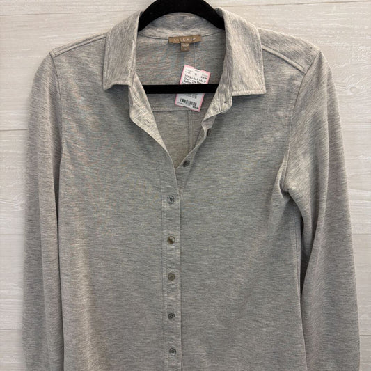 Lilla P Grey Long Sleeve Button Down Top Extra Small