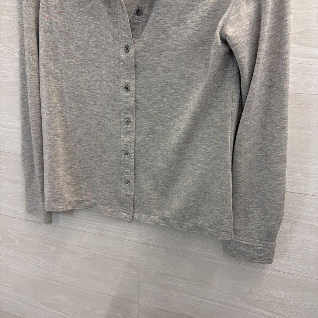 Lilla P Grey Long Sleeve Button Down Top Extra Small