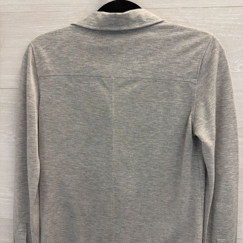Lilla P Grey Long Sleeve Button Down Top Extra Small