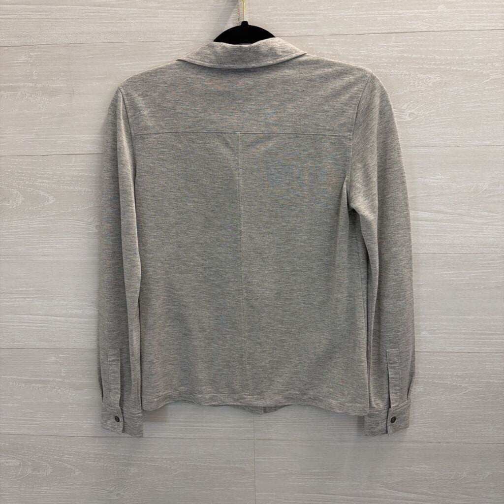 Lilla P Grey Long Sleeve Button Down Top Extra Small