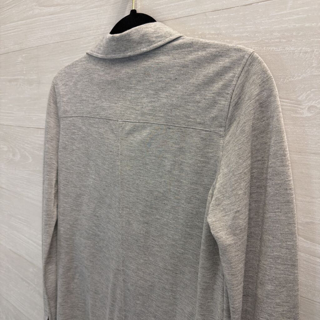 Lilla P Grey Long Sleeve Button Down Top Extra Small