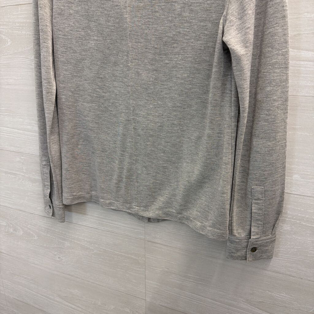 Lilla P Grey Long Sleeve Button Down Top Extra Small