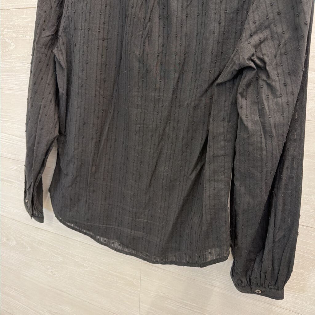 Joie Black Lace Detail Long Sleeve Button Front Top Extra Small