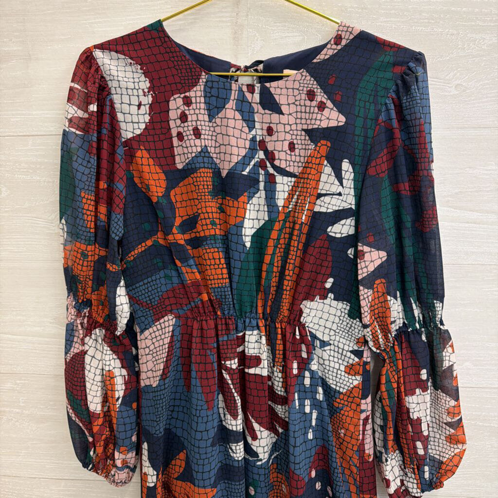 Hutch Blue/ Multi Print Long Sleeve Dress Extra Small