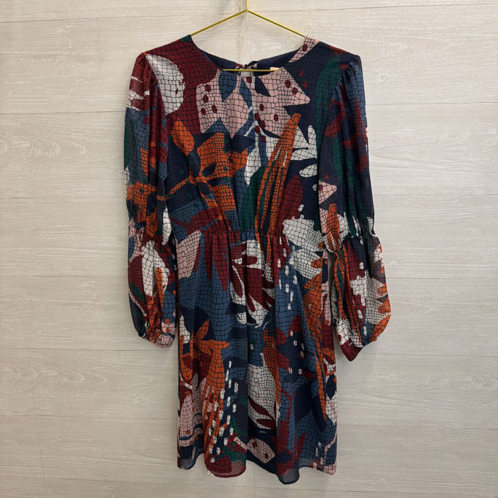Hutch Blue/ Multi Print Long Sleeve Dress Extra Small