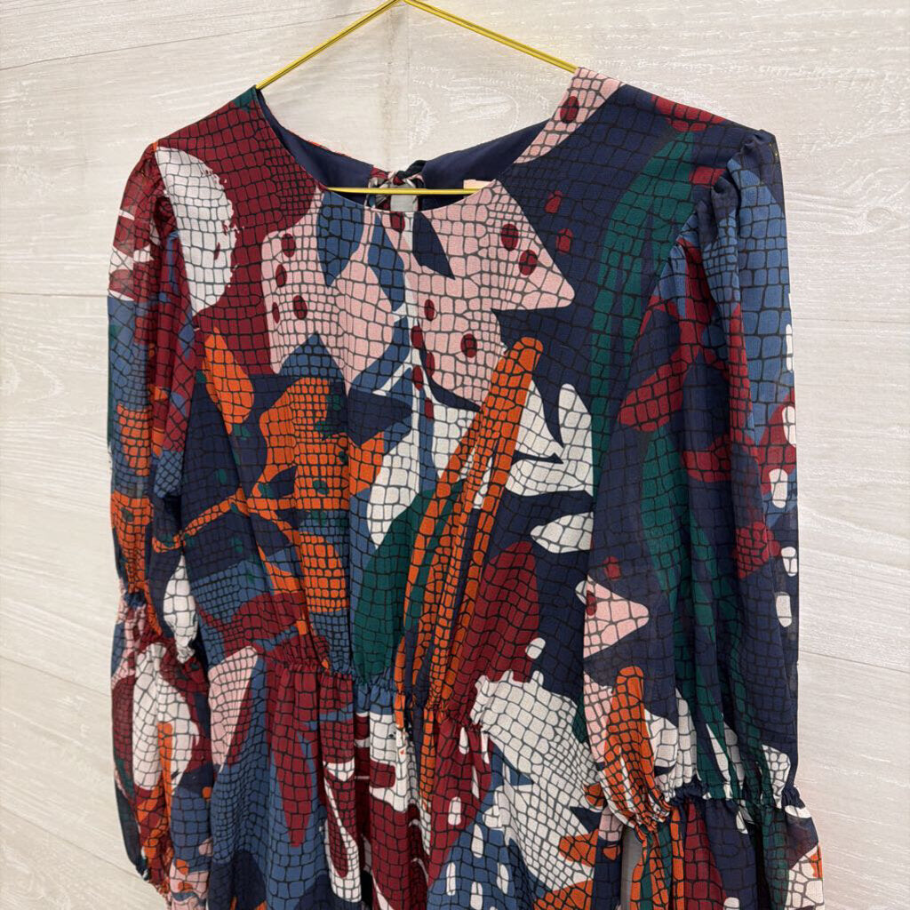 Hutch Blue/ Multi Print Long Sleeve Dress Extra Small