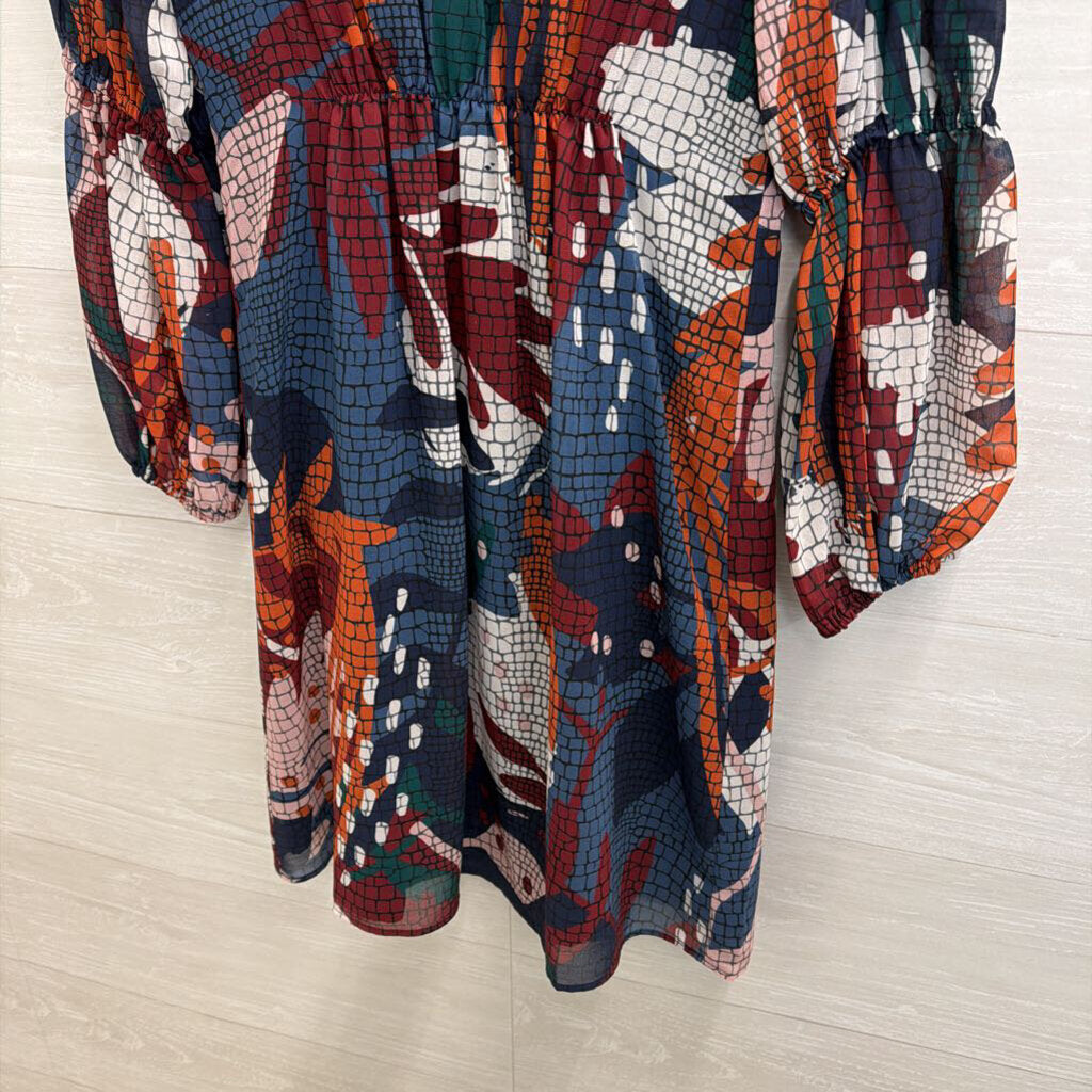 Hutch Blue/ Multi Print Long Sleeve Dress Extra Small