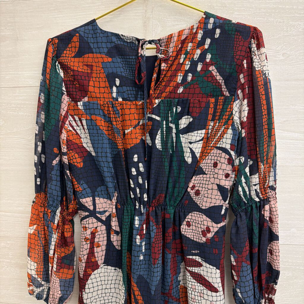 Hutch Blue/ Multi Print Long Sleeve Dress Extra Small