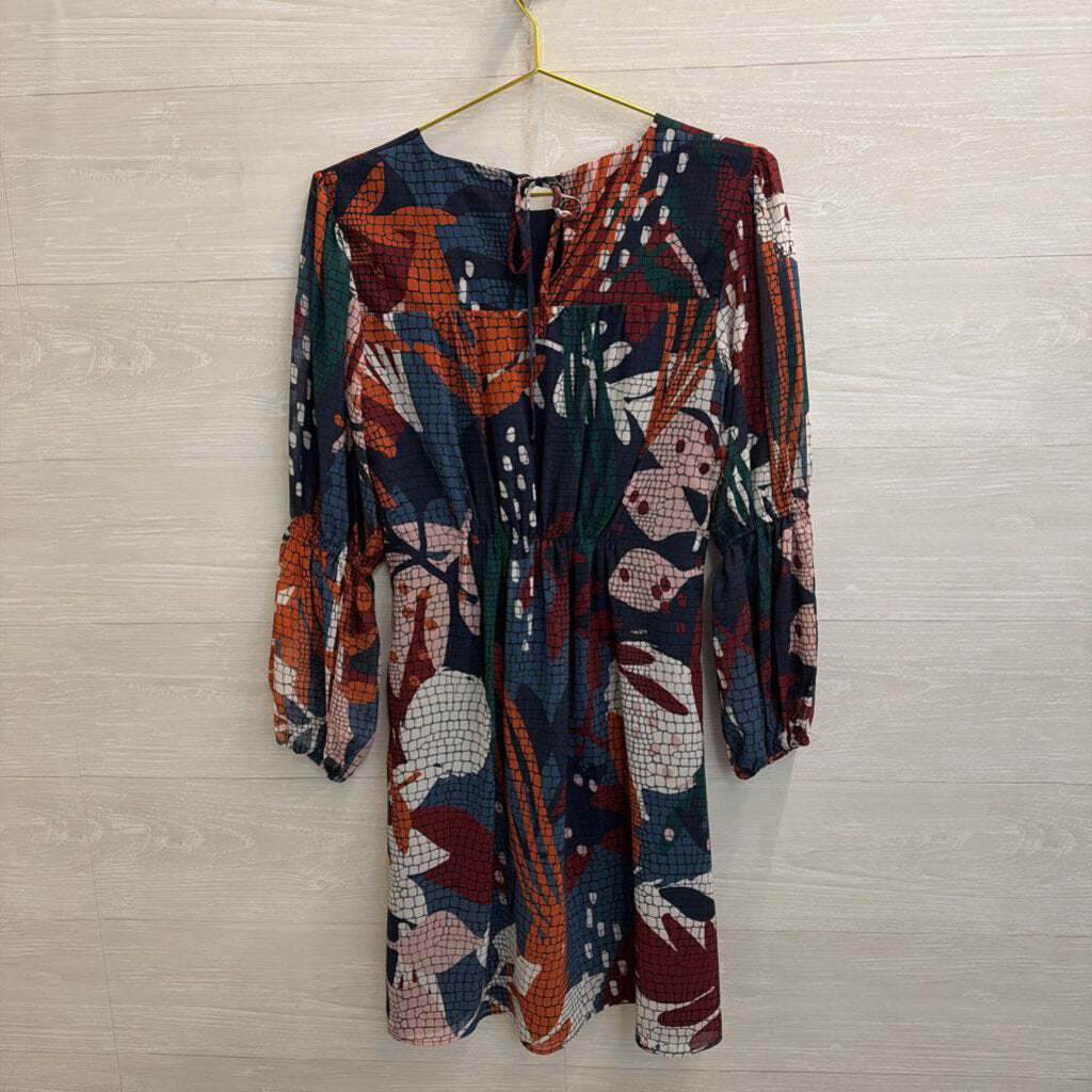 Hutch Blue/ Multi Print Long Sleeve Dress Extra Small