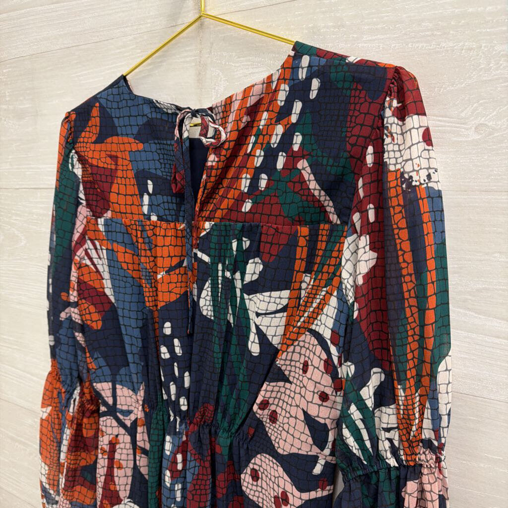 Hutch Blue/ Multi Print Long Sleeve Dress Extra Small