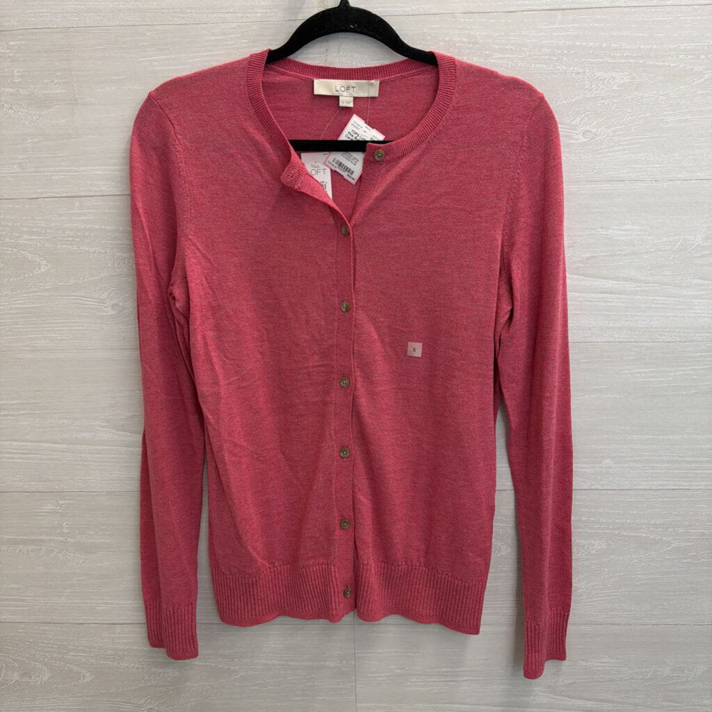 Loft Pink Button Front Cardigan Sweater Small