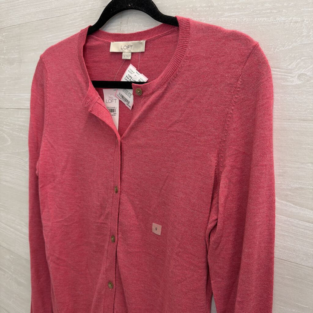 Loft Pink Button Front Cardigan Sweater Small