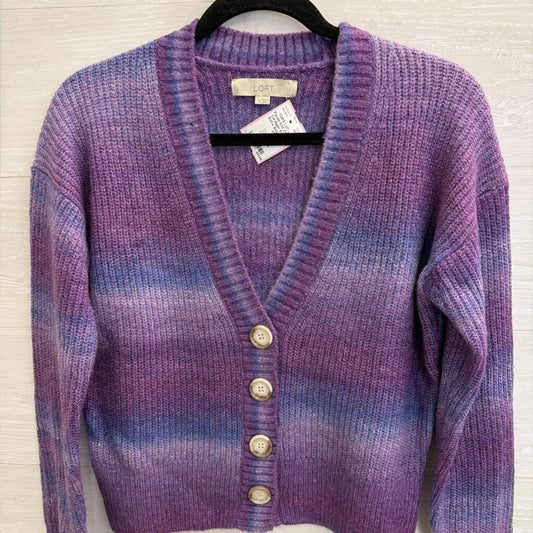 Loft Purple Knit Cropped Cardigan Sweater Extra Small