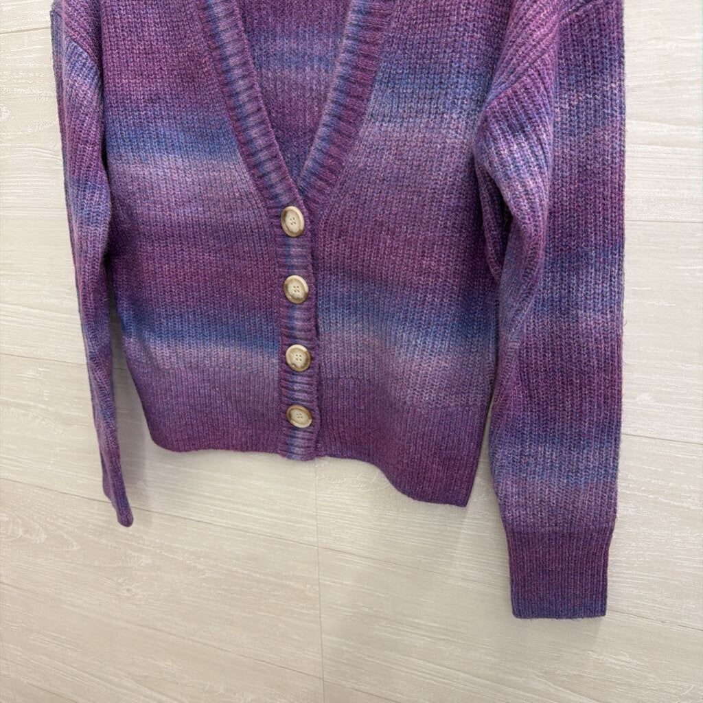 Loft Purple Knit Cropped Cardigan Sweater Extra Small
