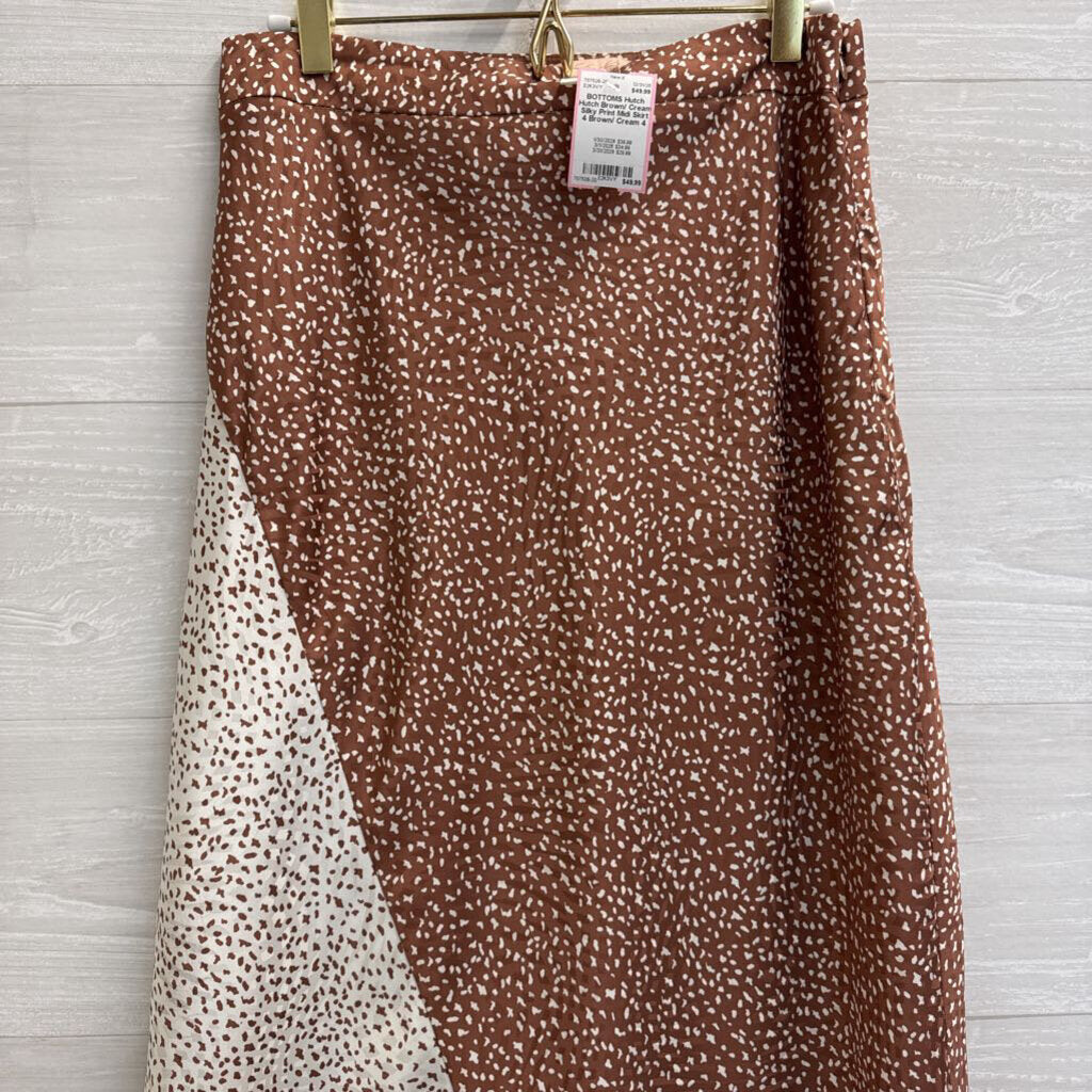 Hutch Brown/ Cream Silky Print Midi Skirt 4