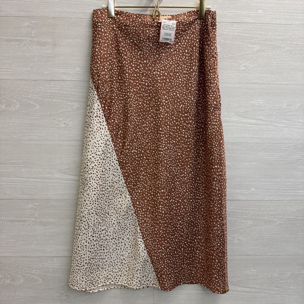 Hutch Brown/ Cream Silky Print Midi Skirt 4