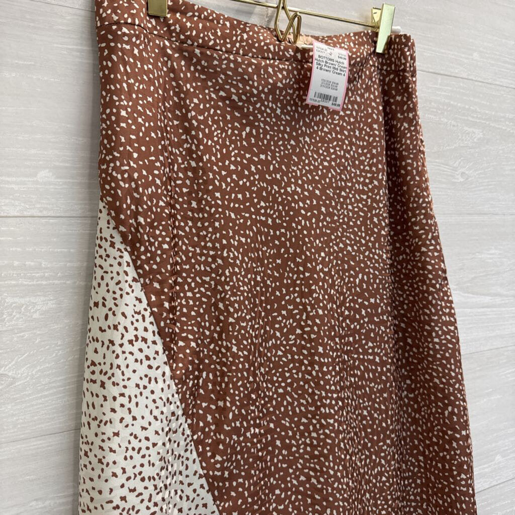 Hutch Brown/ Cream Silky Print Midi Skirt 4