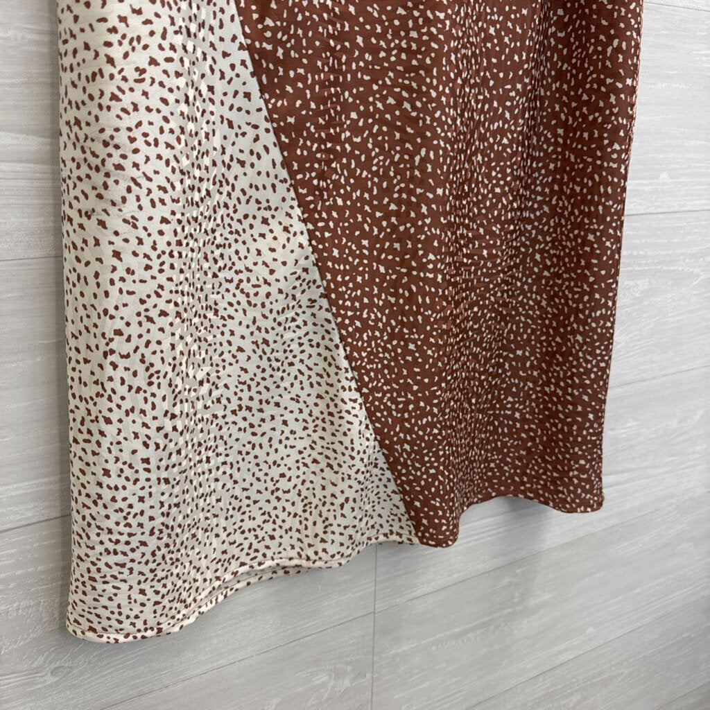 Hutch Brown/ Cream Silky Print Midi Skirt 4