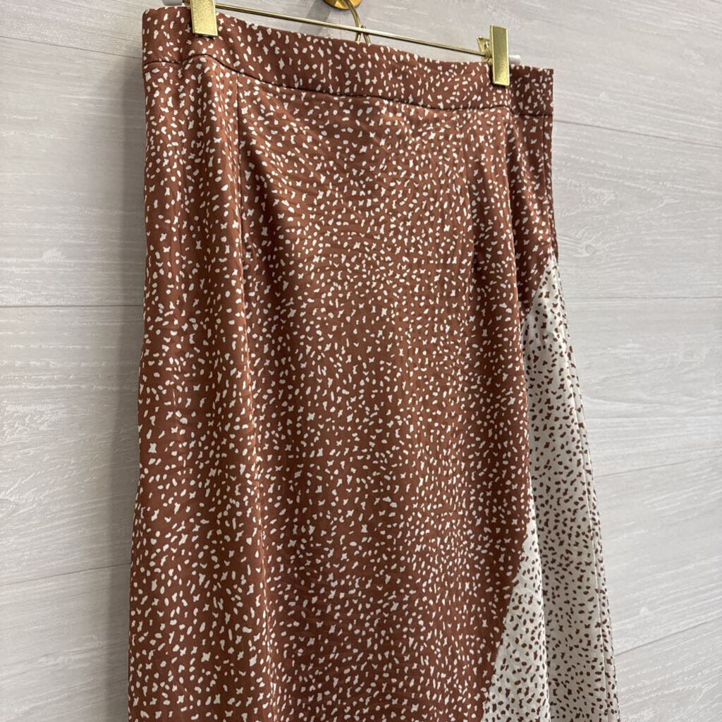 Hutch Brown/ Cream Silky Print Midi Skirt 4