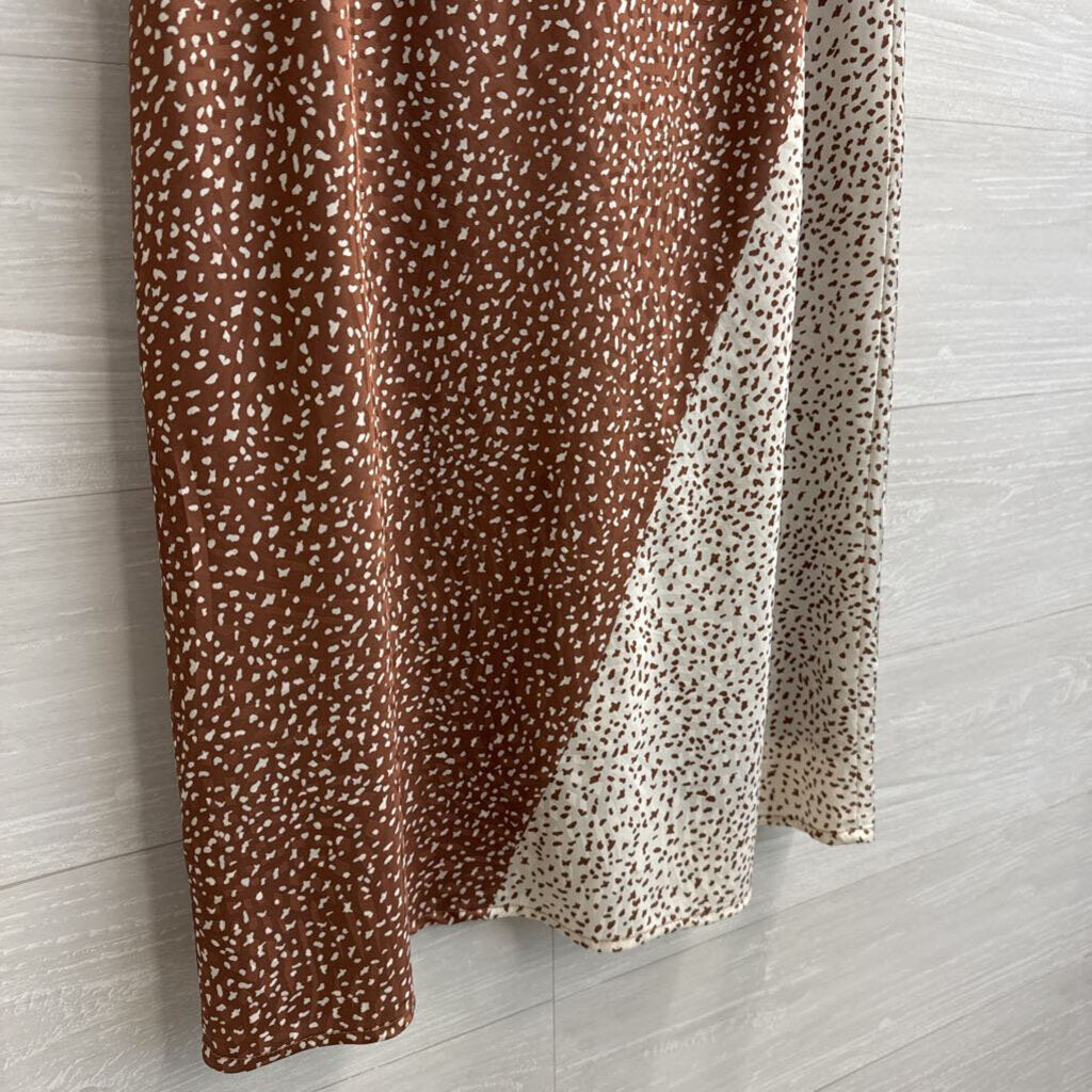 Hutch Brown/ Cream Silky Print Midi Skirt 4